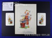 Unikat! ORIGINAL-KARTENGRAFIK Schmied / Hufschmied aus SCHWARZER PETER Spiel Berufe von Heinz Osthoff, Bielefelder Spielkarten GmbH, 1956