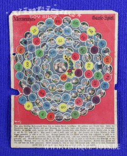 Brettspiel-Bogen ALLERNEUESTES GÄNSE-SPIEL als Werbegabe, ohne Herstellerangabe, ca.1910