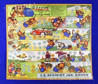Würfelspielplan STUMMEL Ein lustiges Spiel mit Schmidtscher Wolle, J.G.Schmidt Jun. Söhne AG / Altenburg / Thüringen, ca.1930
