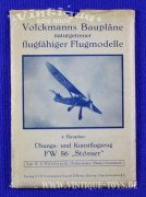 Bauplan für Flugfähiges Übungs- und Kunstflugzeug FW 56 STÖSSER, C.J.E. Volckmann Nachf., Berlin, ca.1935