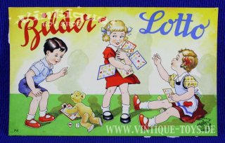 Originalgrafik einer Brettspiel Schachtel Titelbild BILDER-LOTTO, Nürburg-Spiele, ca.1964