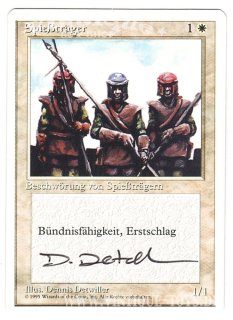 MAGIC THE GATHERING vom Illustrator signierte Einzelkarte SPIESSTRÄGER aus DIE ZUSAMMENKUNFT unlimitierte Revised Edition Deutsch, Wizard of the Coast, 1995