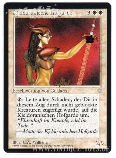 MAGIC THE GATHERING vom Illustrator signierte Einzelkarte KJELDORANISCHE HOFGARDE aus EISZEIT Edition Deutsch, Wizard of the Coast, 1996