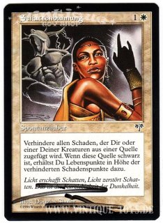 MAGIC THE GATHERING vom Illustrator Douglas Shuler signierte Einzelkarte SCHATTENBANNUNG aus TRUGBILDER Edition Deutsch, Wizard of the Coast, 1996