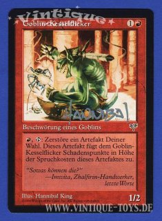 MAGIC THE GATHERING vom Illustrator Hannibal King signierte Einzelkarte GOBLIN-KESSELFLICKER aus TRUGBILDER Edition Deutsch, Wizard of the Coast, 1996