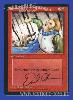 MAGIC THE GATHERING vom Illustrator Daniel Gelon signierte Einzelkarte STEINSCHLAG aus DIE ZUSAMMENKUNFT limitierte Revised Edition Deutsch, Wizard of the Coast, 1994