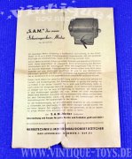 S.A.M. SCHWINGANKER SPIELZEUG- UND BASTLER-MOTOR in OVP, Werbetechnik und Motorenbau Robert Böttcher, Bad Lippspringe, ca.1960