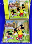 MICKY MAUS No.53 MICKY SPIELT TENNIS Wooden Picture Jigsaw Puzzle, Michael Stanfield Products / England, ca.1970