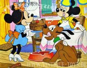 MICKEY MAUS No.8 MINNIE BACKT KUCHEN Wooden Picture Jigsaw Puzzle, Michael Stanfield Products / England, ca.1970