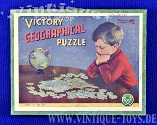 VICTORY GEOGRAPHICAL WOOD JIG-SAW PUZZLE ENGLAND AND WALES, G.J.Hayter & Co., Bournemouth / England, ca.1930