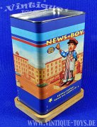 Uhrwerk-Blechspielzeug NEWS BOY ZEITUNGSJUNGE mit limitierter FOSSIL-UHR in der Original-Blechdosen-Box, Kitahara Tin Toy Museum und Fossil, 1997