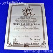 Steiff MUSIK BÄR 1928 Replica mit Zertifikat in OVP, 1992
