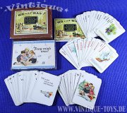Interessantes Spielkarten-Konvolut mit fünf FRAGE- UND ANTWORT-KARTENSPIELE, verschiedene Hersteller, 30er-60er Jahre
