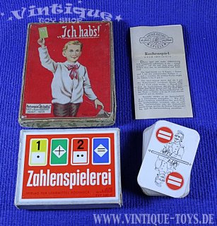Konvolut mit drei RECHENSPIELE Kartenspielen, verschiedene Hersteller, 00er-60er Jahre