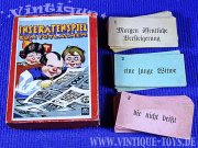 Konvolut mit fünf Kartenspielen FRAGE UND ANTWORT- und INSERATEN-SPIELE, verschiedene Hersteller, 30er-50er Jahre