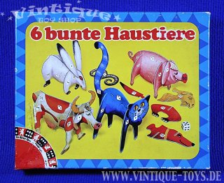 6 BUNTE HAUSTIERE, Berliner Spielkarten, 1974