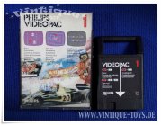NR.1 AUTORENNEN / WIRBELWIND / GEHEIMSCHRIFT Spielmodul / cartridge für Philips Videopac Computer, Philips, ca.1980
