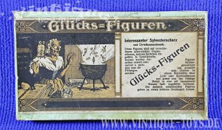 12 BLEI GLÜCKS-FIGUREN CHRISTBAUMSCHMUCK in OVP, ohne Herstellerangabe, ca.1920