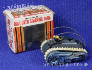 ROLL-OVER SPARKLING TANK Blechspielzeug in OVP, Yoneya Toys Co. / Japan, ca.1965