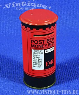 Bunte BLECH-SPARDOSE POST BOX MONEY BOX, Chad Valley / GB, ca.1979