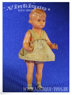 Kleine Celluloid Puppe mit alter Bekleidung, Schildkröt, ca.1940