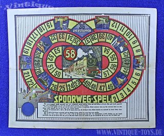 Brettspiel-Bogen SPOORWEG-SPEL (Eisenbahnspiel), ohne Herstellerangabe, Niederlande, ca.1930